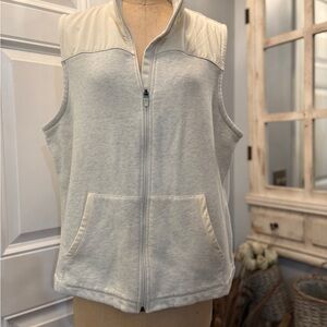 T by Talbots Cream Zip up Cotton Blend Vest‎ 2X Warm Layering Piece Barn Chic
